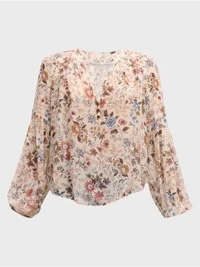 Veronica Beard Clarina Silk Floral Long Sleeve Top Size 6